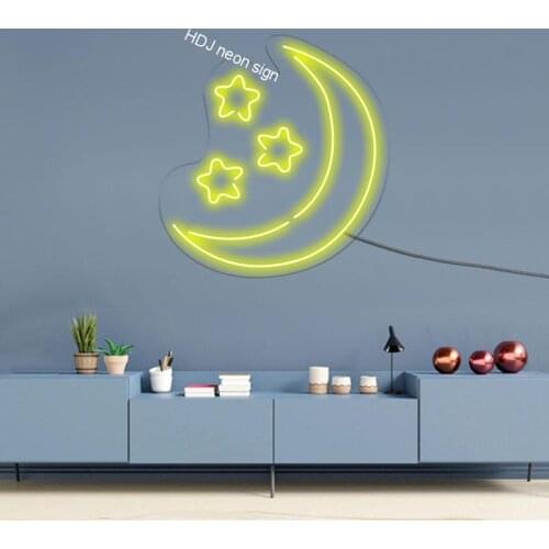 Logo Moon Stars Custom Neon Sign Light Aesthetic Room Lamps for Wall Decor Home Bedroom Bar Wedding Birthday Party Design Lights