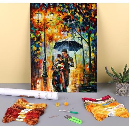 Warm Night Printed Water-Soluble Canvas 11CT Cross-Stitch DIY Embroidery Kit DMC Threads Handmade Handicraft Adults