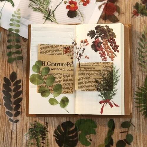 40pcs/set Diary Sticker Pack PET Decoration Vintage Plant Flowers DIY Scrapbooking Album Material Stationery Stickers