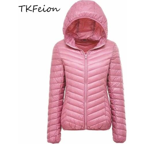 2020 New Style Women Spring/Autumn Jackets Ultra Light Feather Jacket Clothing Fashion Diagonal Stripes Female Slim Coats Parkas