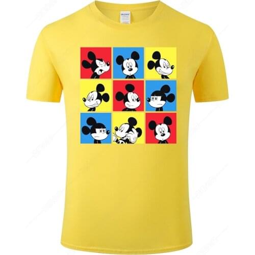2021 New Mickey Mouse Print T-Shirt Men Women Summer Cotton Short Sleeved Cool Tee Harajuku Print T Shirt Male Tops J44