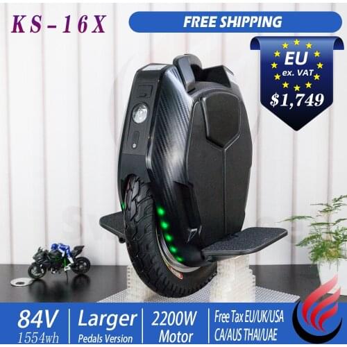 Original KS-16X Electri Unicycle 2200W Motor 84V 1554Wh Battery Multifunction City Commuter Scooter Free Tax to EU US