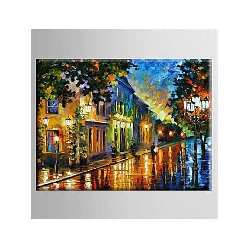 Modern Abstract Canvas Painting Landscape Night Scene Home Decoration Art Hand Painted Oil Painting Wall Pictures for Bedrooms