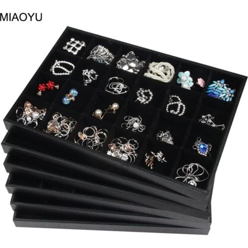 Special PU Black Ring Earring Holder Bracelets Necklaces Tray Jewelery Organizer Jewelry Boxes Packaging Jewellery Display