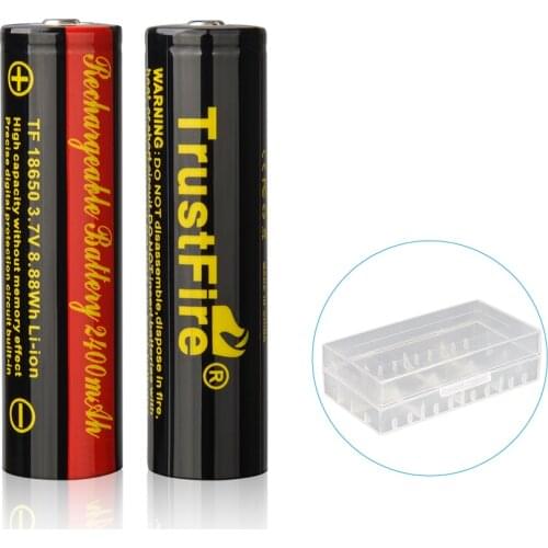 TrustFire 18650 Li Ion Battery 2000mAh 2400mAh 3000mAh 3400mAh 3.7V Rechargeable Lithium Battery Cells Storage Holder Box Case