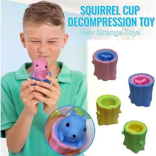 Tree Stump Evil Squirrel Cup Decompression Pinch Music Squirrel Squeeze Colored Bad Not Toy Pinch Retractable Y5H6