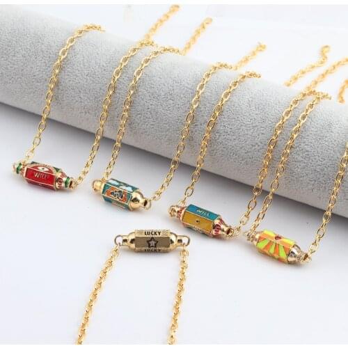 High Quality Lucky Eye Colorful Turkish Evil Eye Pendant Necklace 18K Gold Plated Chunky Chain Long Necklace for Men Women Girls