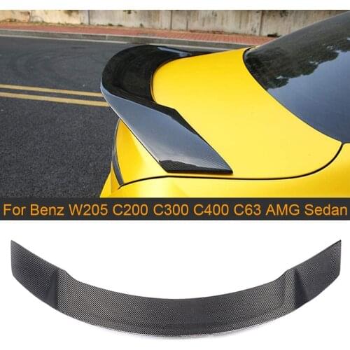 Carbon Fiber Rear Spoiler for Mercedes Benz C Class W205 C63 AMG C200 C300 C400 C450 Sedan 4D 15-17 Rear Trunk Boot Lip Wing