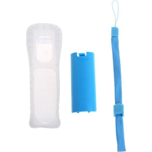 Protective Silicone Cover Case Battery Back Door Shell Hand Strap Kit Replacement for Nintendo WII Remote Controller