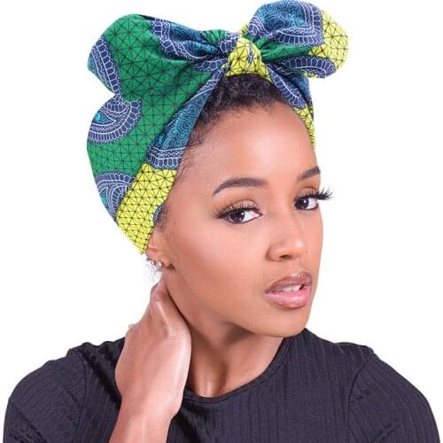 New African Pattern Print Headband for Women Twist Style Black Girl Head Wraps Elastic Hair Accessories Turban Headscarf