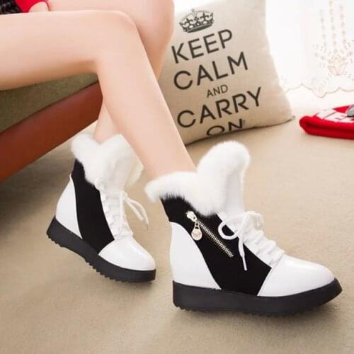 Women Boots platform Winter Shoes Women Snow Boots Platform Keep Warm Ankle Winter Boots With Thick Fur Heels O4-82