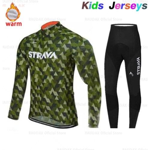 2020 Boy Winter Long Sleeve Cycling Jersey Set Pro Team Cycling Clothes Thermal Fleece MTB Cycle Clothing Kids Road Bike Uniform