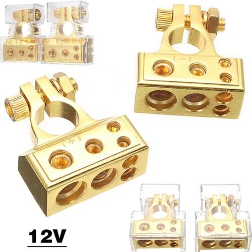 1pair 12V Automotive Car Battery Terminals Wire Cable Clamp Terminal Connectors Alloy With Clear Cover DIY Parts
