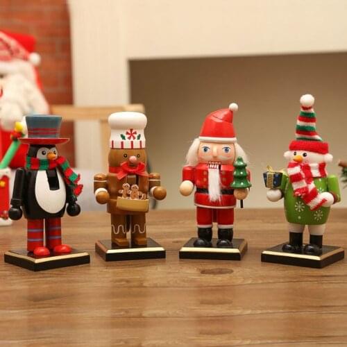 1Pcs/Lot 16cm Wooden Nutcracker Figurine Doll Santa Claus Baker Shape Christmas Decorations New Year Home Ornaments Accessories