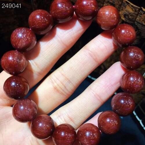 12.7mm Genuine Natural Red Rutilated Quartz Clear Round Beads Bracelet For Women Men Fashion Wealthy Stone Genuine AAAAAA