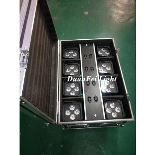 With Charging Flycase 8pcs 4x18w led slim par cans 6in1 dmx wireless par rgbwa uv led battery par for wedding wash wall effect