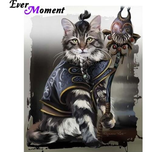 Ever Moment 5D Diamond Painting Cross Stitch Indian Cat Diamond Embroidery Mosaic Animal Picture for Art Sewings Craft ASF825