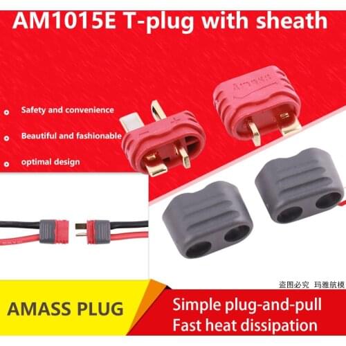 Amass new AM1015E slip sheathed T plug Deans connector For RC Lipo Battery 40A high current multi-axis fixed-wing model rc uav