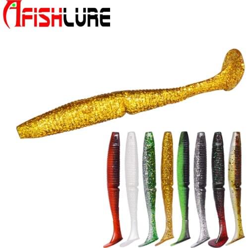 AR50 Double Colors Big T Tail Soft Fishing Lure 120mm 11g 3pcs a Bag Fishing Bait Fishing Worm Swimbaits Jig Head Fishing Shad