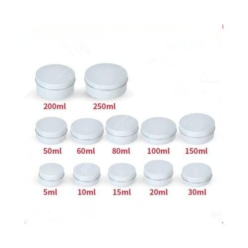 50pcS/lot 10ML-250ml White Aluminium Jars Multi-specification White Elegant White Aluminum Box Aluminium Cans with Round Thread