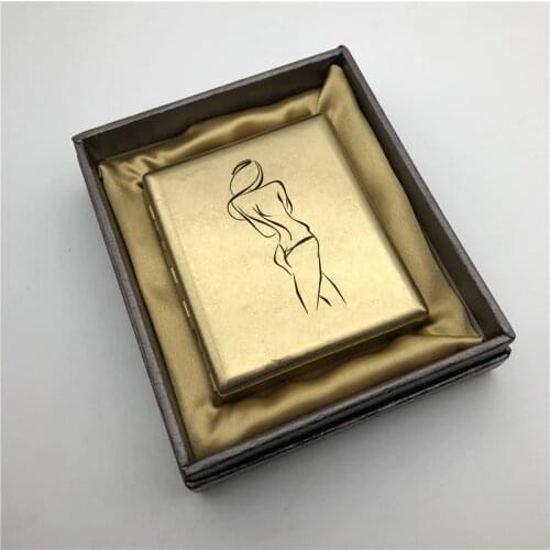 Sexy Girl Back Ins Style Brass Cigarette Case Old Silver Color Cigarette Box Smoking Holders Portable Mens Gifts With Gift Boxes
