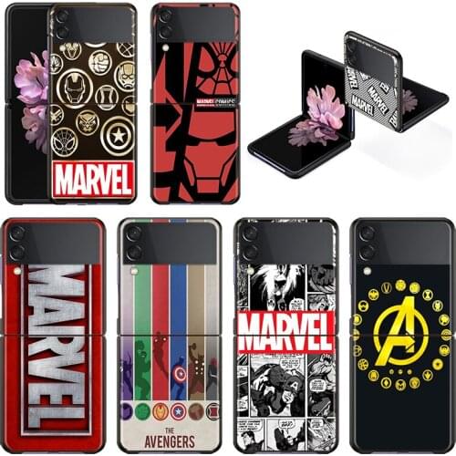 Fashion New Mobile Cover Marvel Logo Fashion Shockproof Hard Shell For Samsung Galaxy Z Flip 3 5G Black Fundas Phone Case