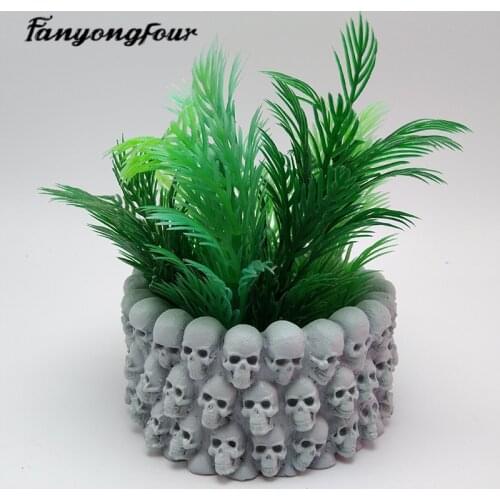 Skull Flowerpot Concrete Silicone Mold Baking Mold Resin Gypsum Chocolate Candle Mold Free Shipping