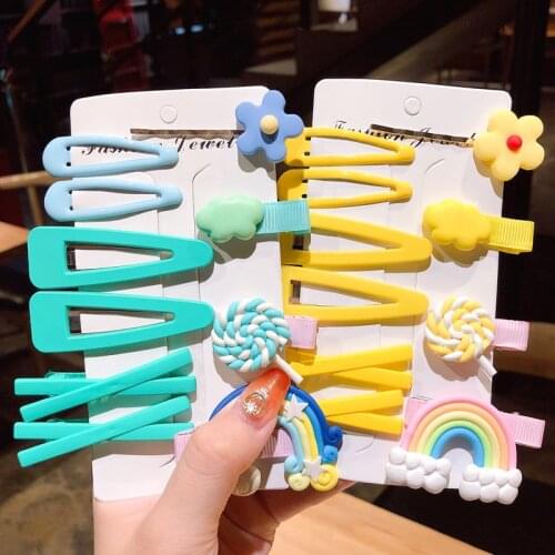 2021 New Korean Hairpins Set HairClip Side Clip Children Girls BB Clip Fashion Barrettes Flower Fruit Hairgrip Hair Accessories