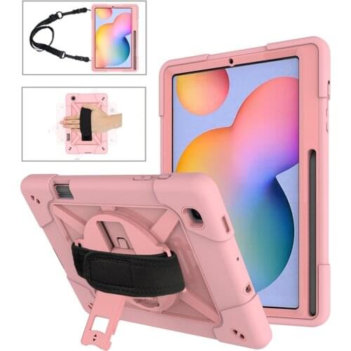 Kids Safe Case for Samsung Galaxy Tab S6 Lite 10.4'' Heavy Hard Rubber EVA Stand Case for SM-P610 P615 Tablet Cover with Strap