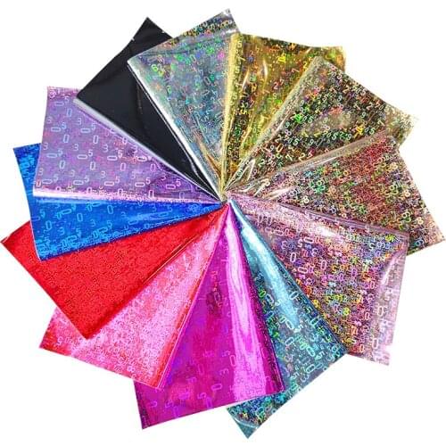 135x30cm Glossy Bright Kaleidoscopic Digital Laser Mirror Reflective PU Faux Leather Fabric for Making Bag Decoration Craft
