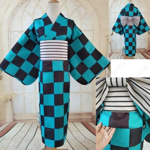 Anime Demon Slayer: Kimetsu no YaibaKamado Tanjirou kimono Cosplay Costume Custom Made