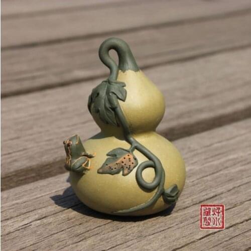China collection yixing red stoneware Tea pet Ornament - frog gourd