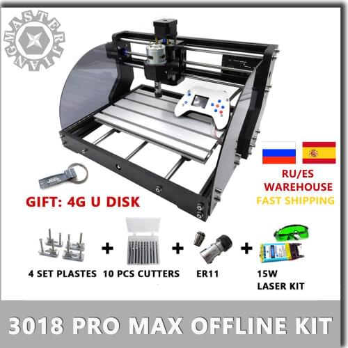 EU/RU CNC 3018 Pro Max 15W Laser Engraver GRBL PCB DIY 3 Axis laser engraving machine Wood Router upgrade 3018pro offline