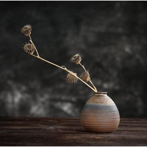 Stoneware Small Vase Japanese-Style Handmade Stoneware Retro Zen Small Flower Ceramic Mini Vase Flower Pots Decorative