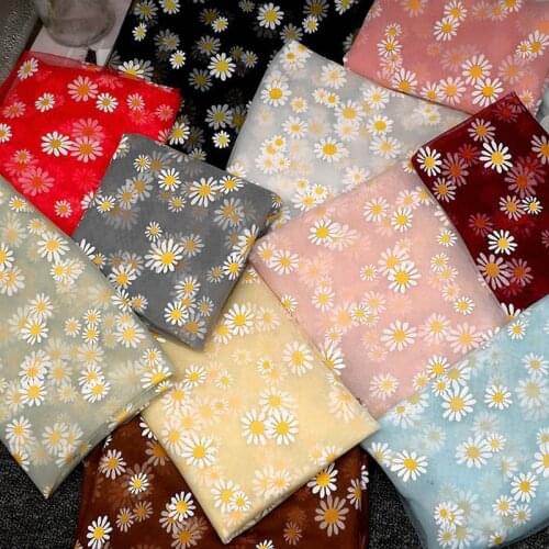 Small Daisy Printing Mesh Tulle Lace Fabric DIY Table Cloth Childrens Dress Skirt Garment Sewing Wedding Decoration Net Fabric
