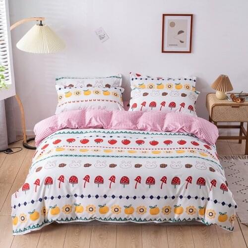 Cartoon Fruit Animals Kawaii Kids Comforter Bedding Set Cute Luxury Fashion King Queen Twin Size Bed Linen Duvet Cover Set Gift