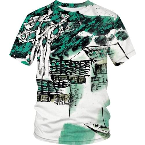 Men clothes 2021 mens t-shirt Landscape painting T-shirt summer hip-hop Short sleeve t shirt stranger things mens clothing Tops