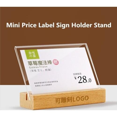 Small Wooden Table Acrylic Sign Holder Card Stands Table Number Place Card Signs Display Stand Mini Price Label Holder Stand