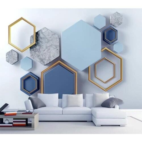 Custom wallpaper papel de parede 3d modern minimalist geometric marble mosaic TV background wall living room bedroom wallpaper