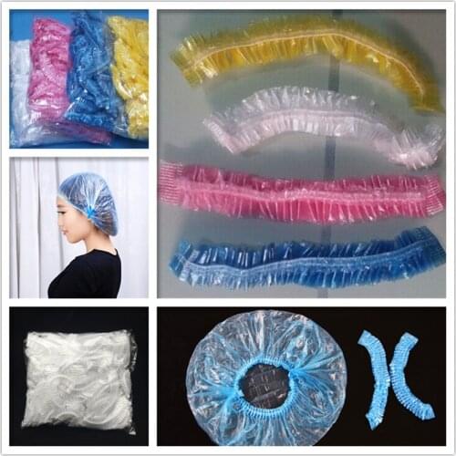 10 pcs Disposable Shower Caps Hat Bathing Caps Hotel One-Off Elastic Shower Cap Clear Hair Salon Bath Caps