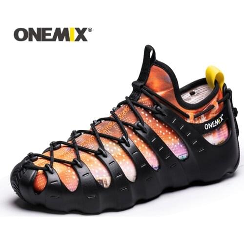 Onemix Summer Functional Rome Running Shoes 1 Shoes 3 Wear Breathable Black Sneakers Two-Piece Yoga Shoes Water Diving Shoes