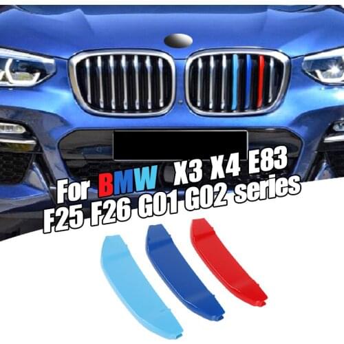 Dropship 3pcs Car 3D M Styling Front Grille Trim Bumper Cover Strip Strips Stickers Cover for BMW X4 Series F26 G02