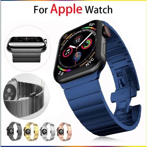 44 mm 40mm Stainless Steel Strap For Apple Watch band 6 se 5 4 3 metal Bracelet for iwatch series 6 5 4 3 2 Accessories 42 38mm