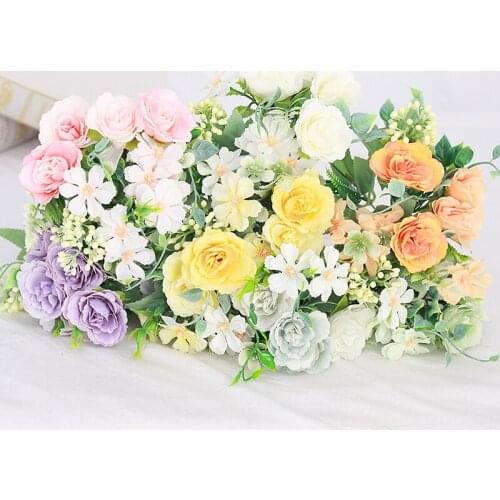 Rose Flower Pot Set Vase Table Setting Decoration Indoor Artificial Rose Home Decor Potted Flowers