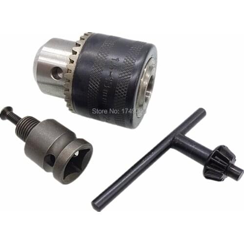 1.5mm-13mm 1/2"-20 UNF Thread Keyed Drill Chuck 1/2" Square Socket Adapter Converter With Chuck Key Set for Impact Drills