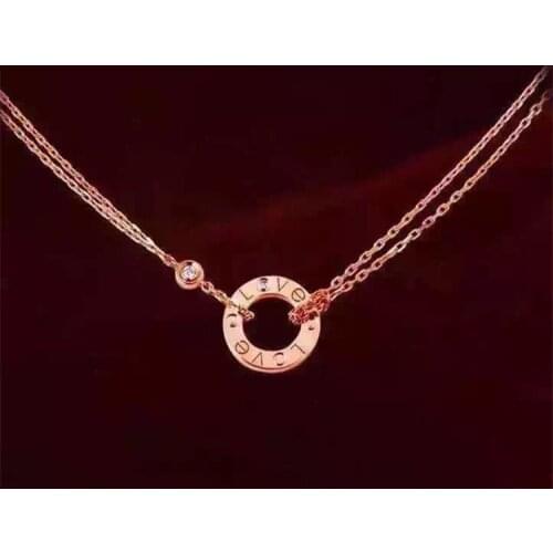 Ornament Love Series Circle Double Chain One Circle One Diamond Zircon Bracelet Rose Women Bracelet Gift
