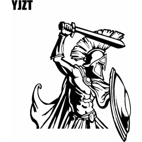 YJZT 11*13.1CM Excellent Brave Fighting Roman Soldier Warrior Decal Black/Silver Covering The Body Car Sticker Vinyl C20-1785