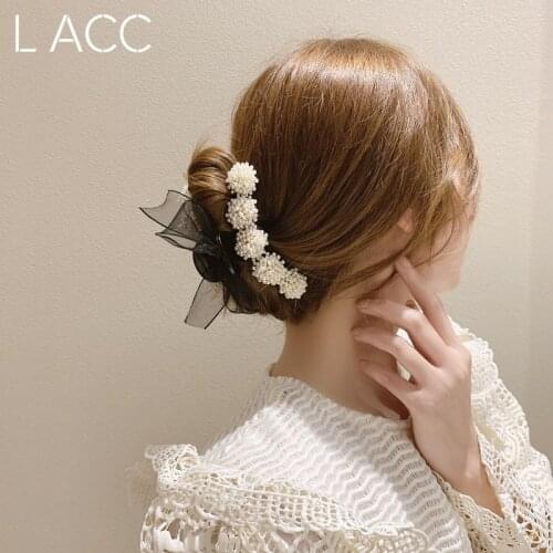 Korean Pearl Bow Hair Accessories Autumn Hair Claws Barrettes Girls Back Hair Clip Big Hair Clip Shark Clip hair accessories