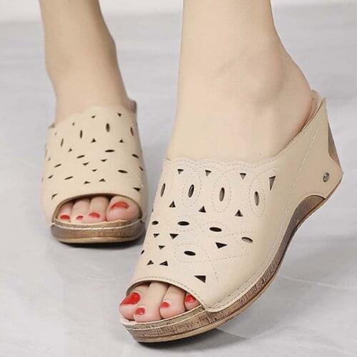 Women Sandals Fashion Wedges Shoes For Women Slippers Casual Shoes With Heels Retro Sandals Flip Flops Women Beach Casual Shoes