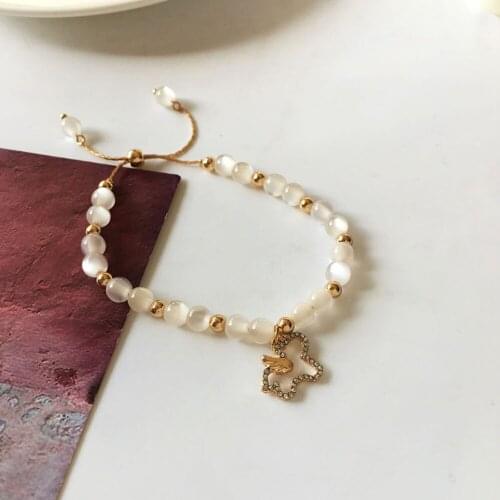 Contracted Fashion Unicorn Bracelet Women Opal Round Bead Bracelet Personality Diamond-Encrusted Bracelet